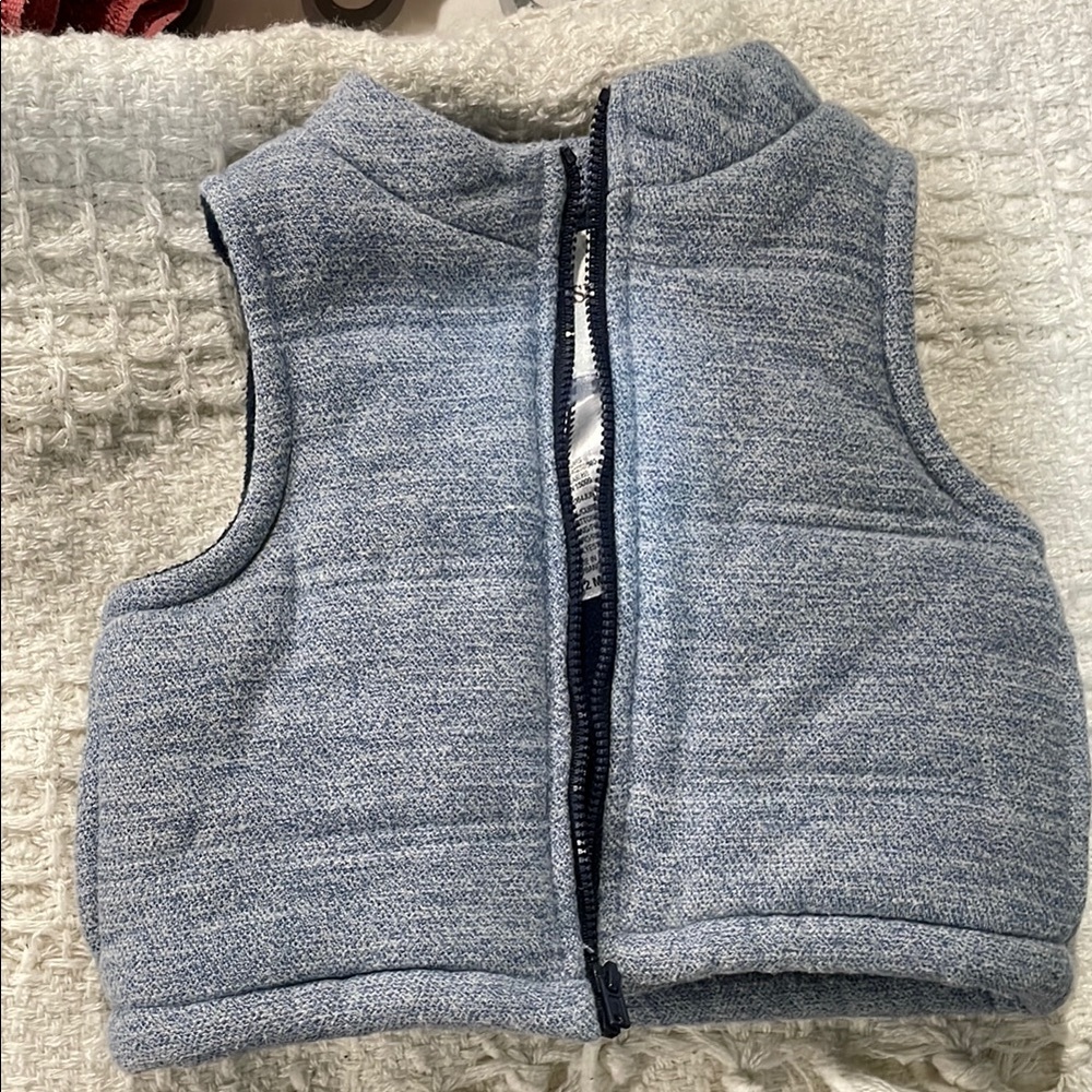 Blue Sleeveless Zip-Up Vest